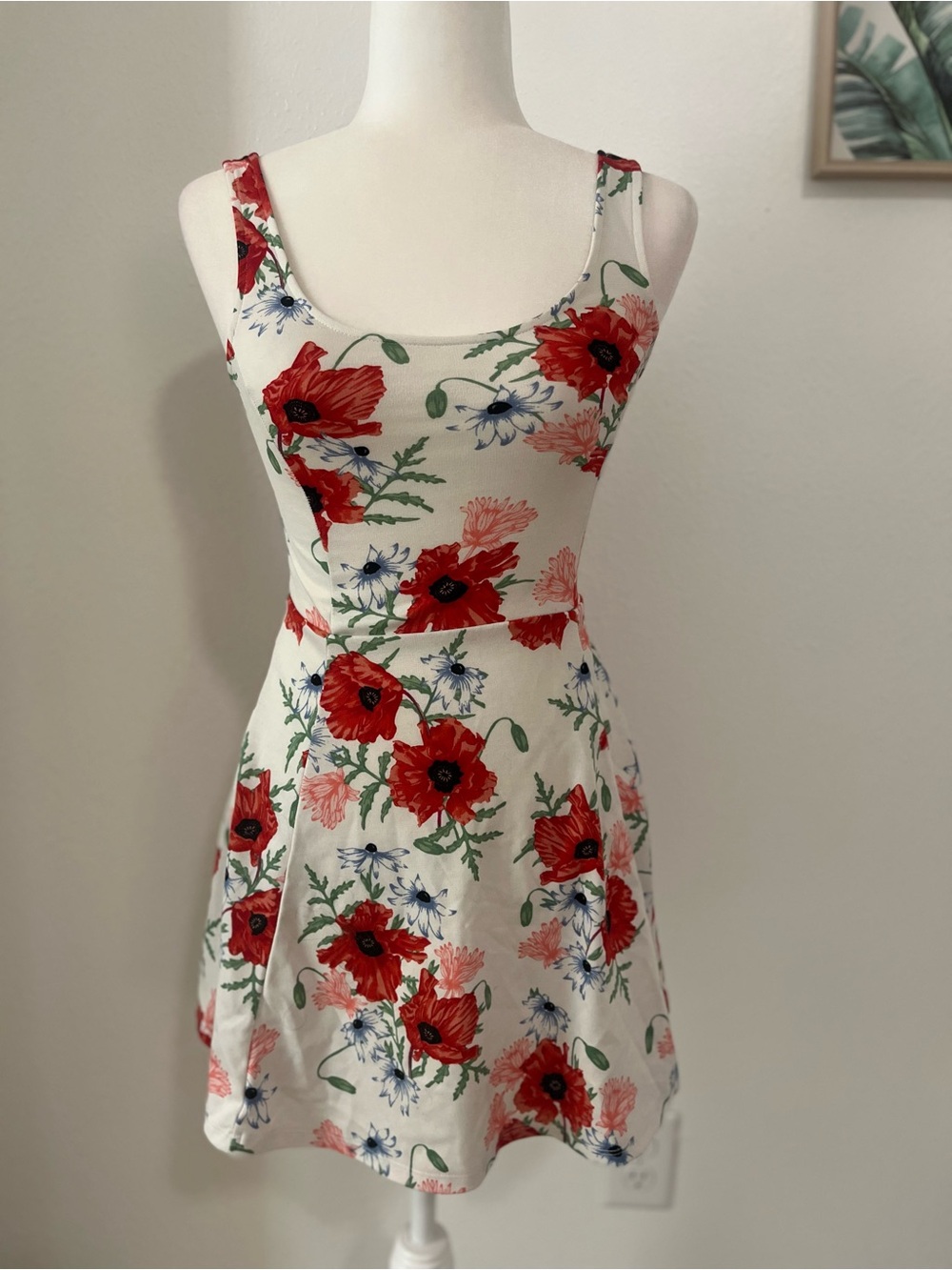 Sleeveless H&M Divided White Floral Dress Printed Mini Dress A-Line